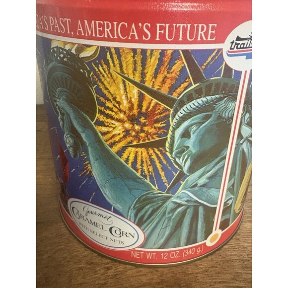 Trail's End Gourmet Popcorn Metal Tin Can Statue Of Liberty July 4th Vintage - Picture 9 of 11